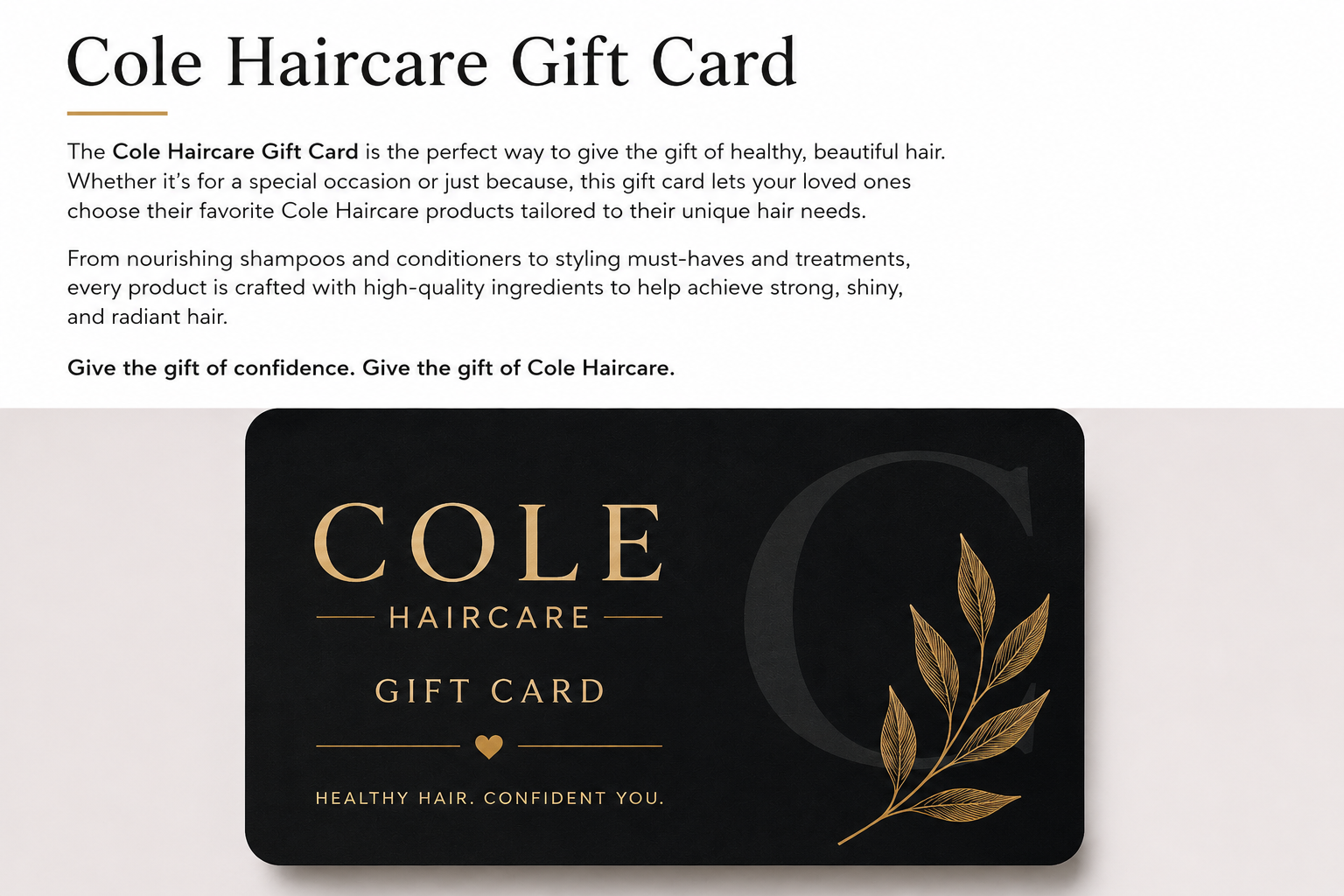 Cole Haircare gift card